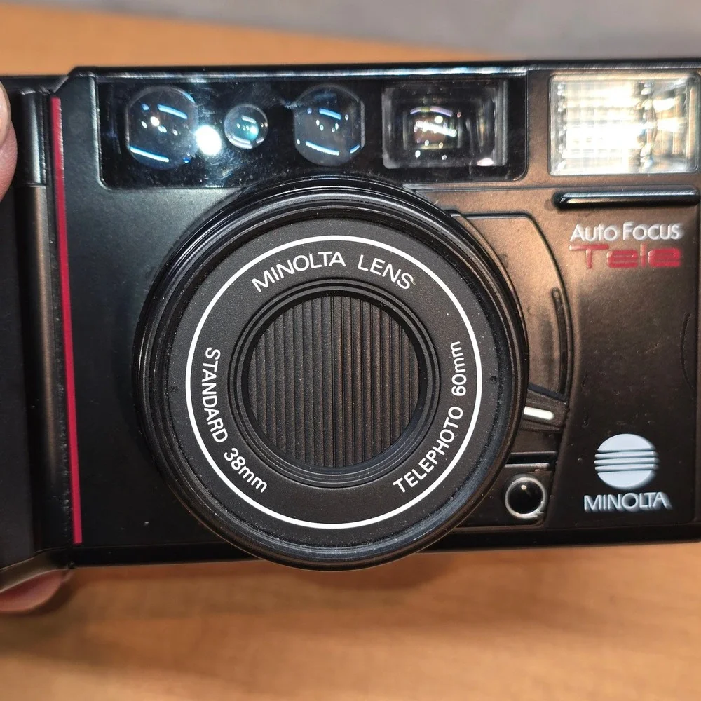 Vintage Minolta AF-Tele Point & Shoot Film‎ Camera 38-60mm Lens Auto Focus READ